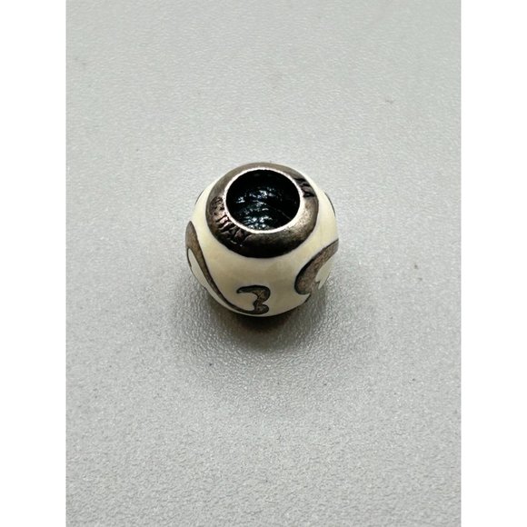 Pandora Sliding Charm Round Off White Enamel Bead with Hearts Design - Picture 3 of 6